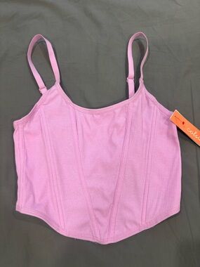 Colsie Pink Ribbed Bandeau Tank Top